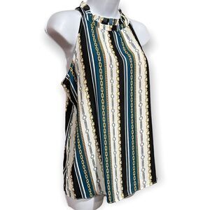 NWT Apt. 9  Chain Print Poly Halter Sleeveless Top